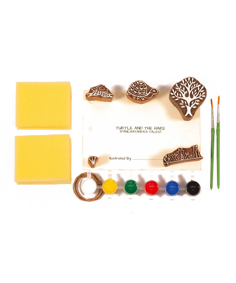 Block Print DIY Craft Kit Panchatantra Story-Tortoise and The Hare