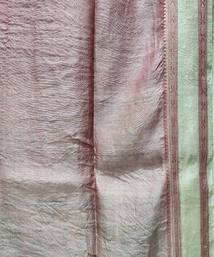 Maroon handwoven matka and tussar silk saree