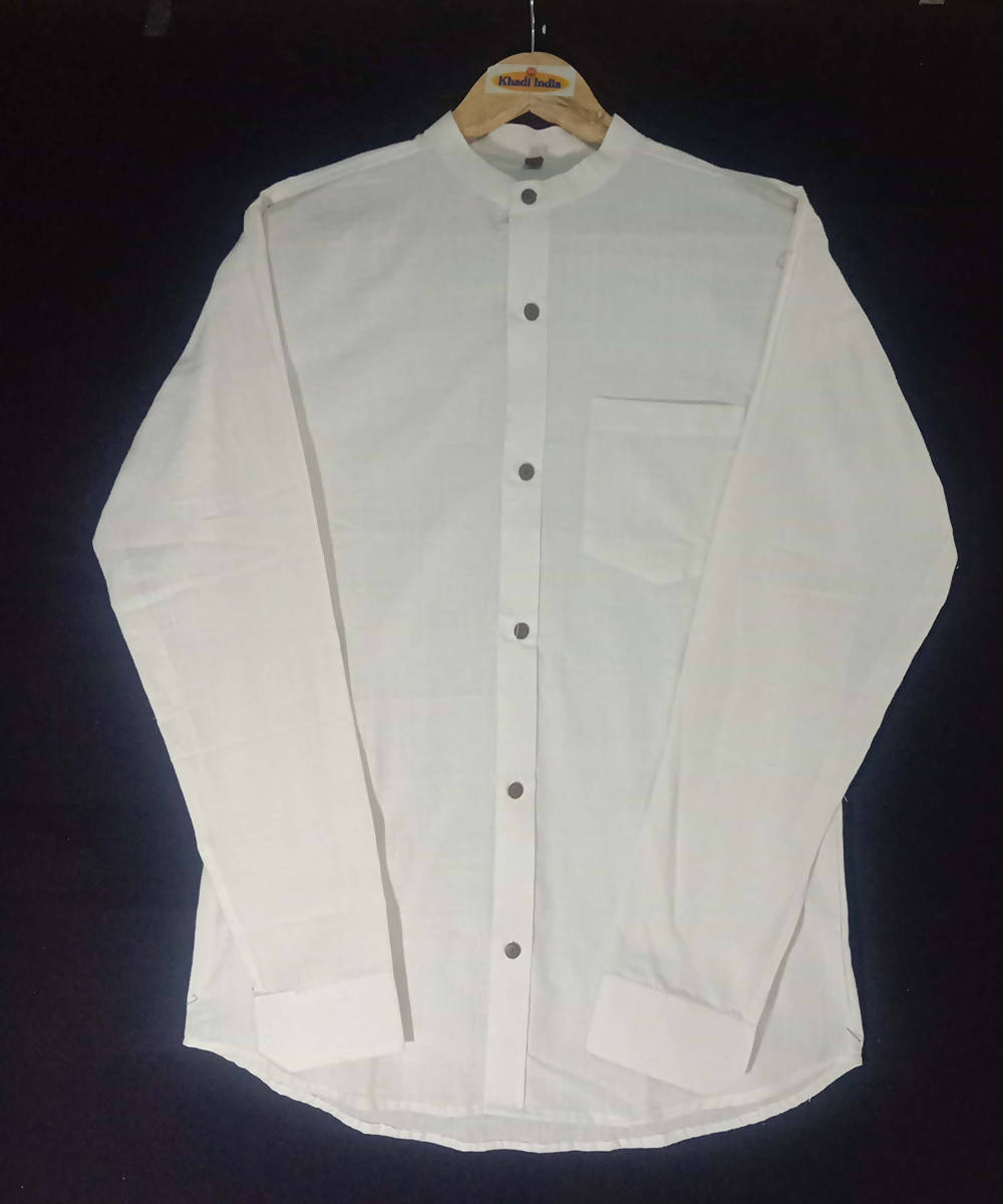 White handspun handwoven cotton shirt