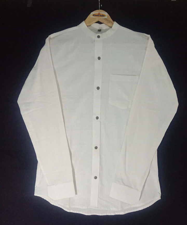 White handspun handwoven cotton shirt
