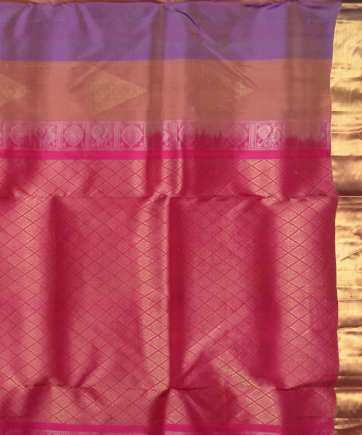 Copper With Pink Handloom Soft Silk Saree