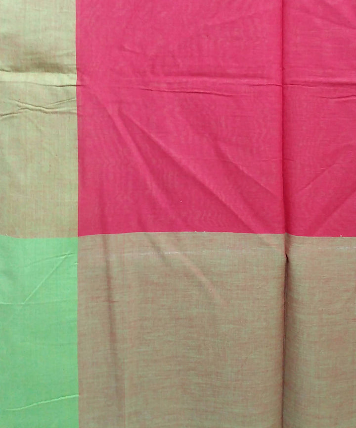 Red Green Handspun Handwoven Cotton Saree