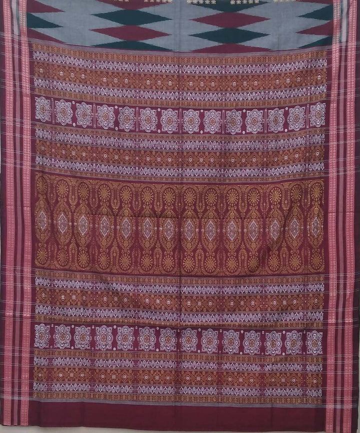 Grey mahogany handwoven bomkai cotton saree