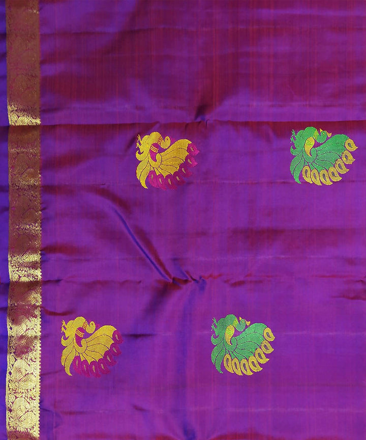 Double shaded blue purple handloom kanchi silk saree
