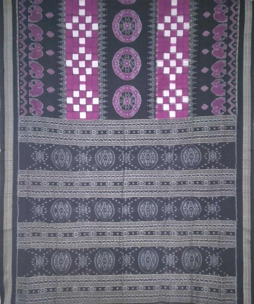 Black byzantium handloom cotton sambalpuri saree