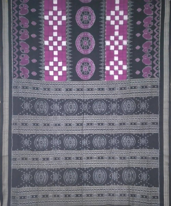 Black byzantium handloom cotton sambalpuri saree