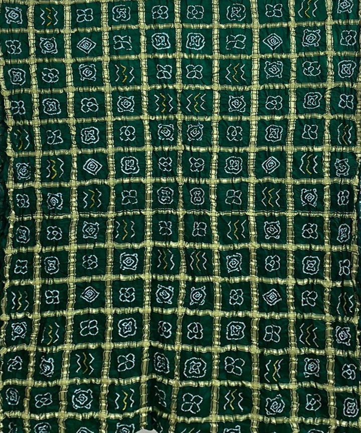 Dark green hand printed bandhani gajji silk saree
