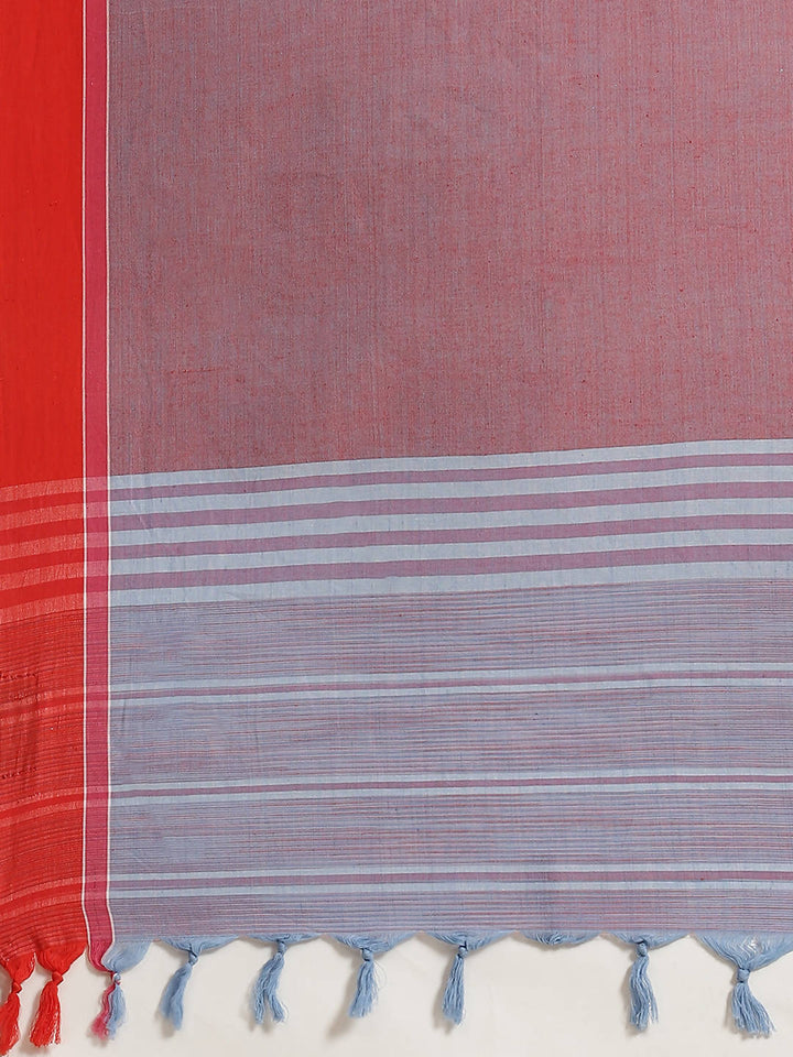 Biswa bangla handwoven blue and red begumpuri cotton saree