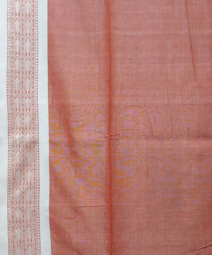 Rust orange Handspun Handloom Cotton Saree