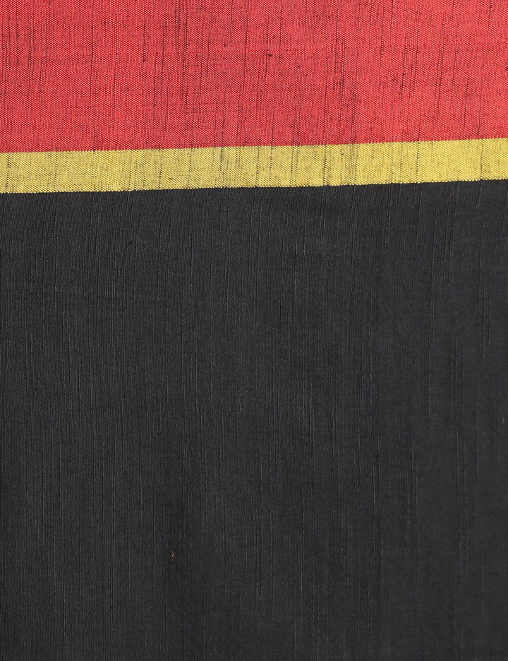 Black handspun handwoven cotton saree