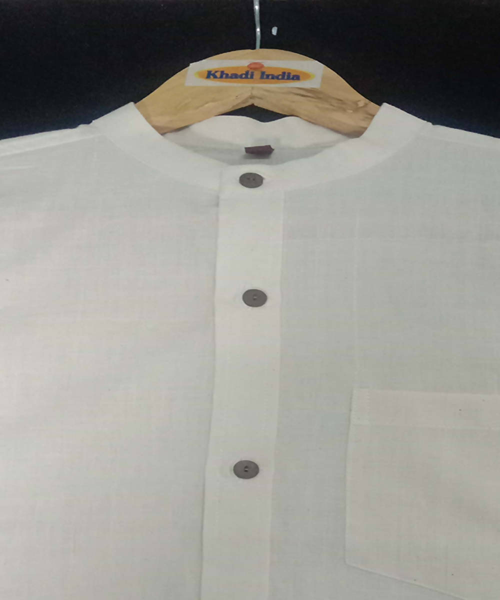 White handspun handwoven cotton shirt