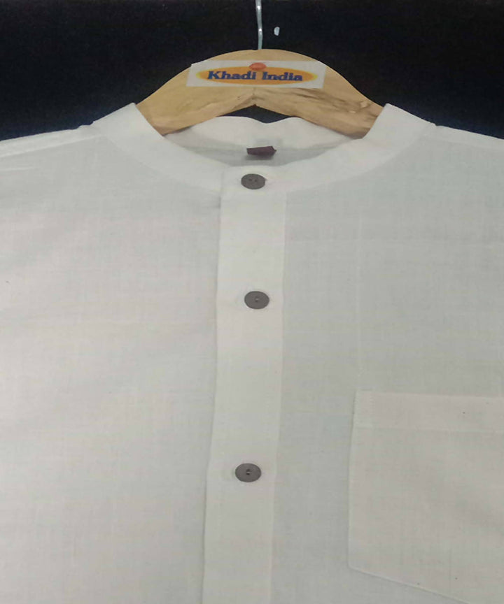 White handspun handwoven cotton shirt