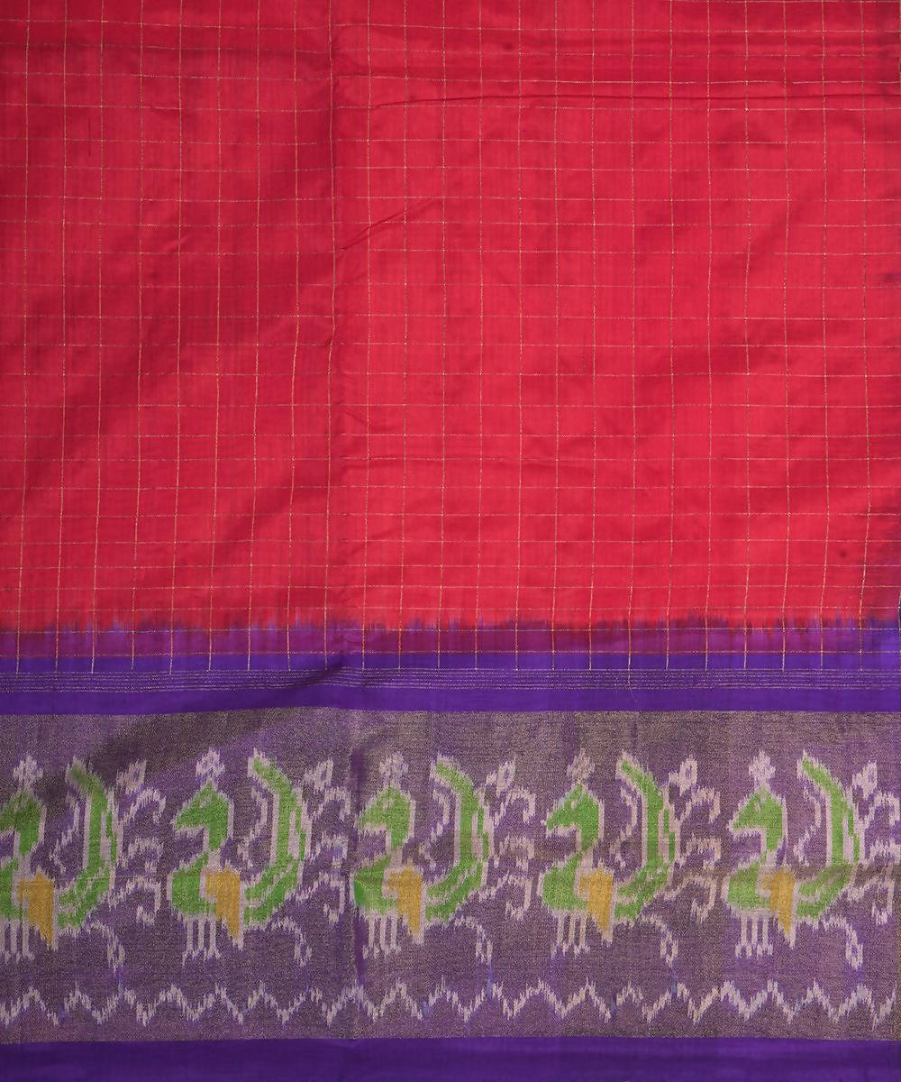 Handloom pink red ikat silk pochampally saree