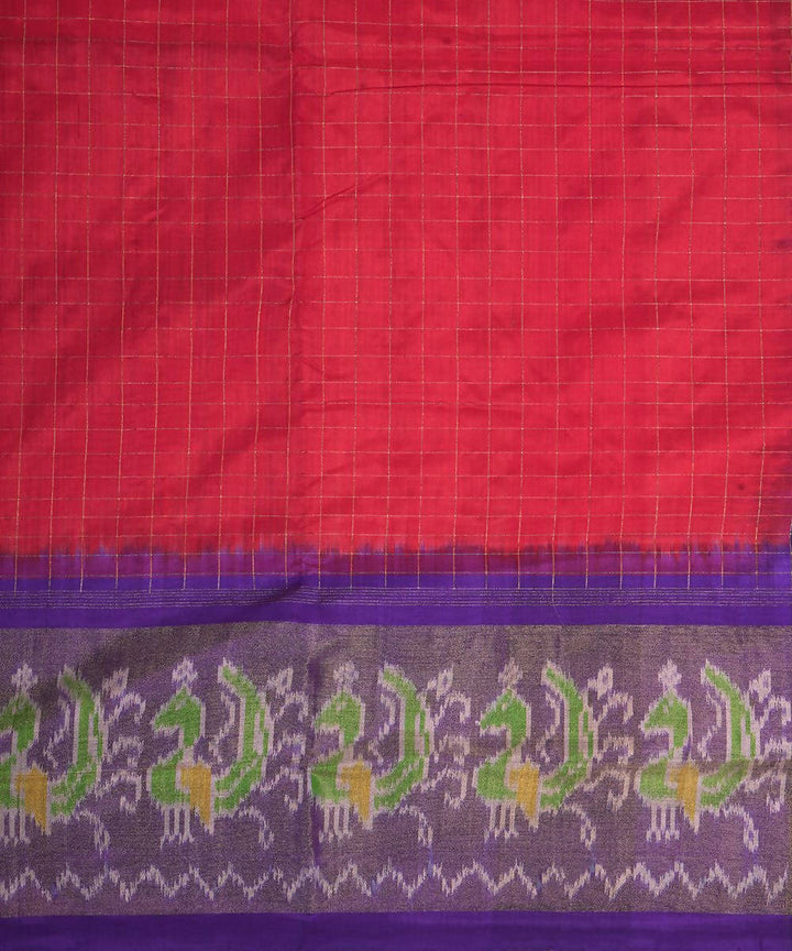 Handloom pink red ikat silk pochampally saree