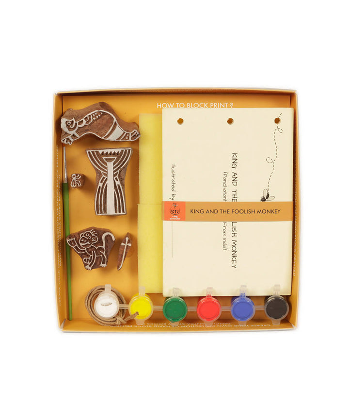 Block Print DIY Craft Kit Panchatantra (King and the Foolish Monkey)