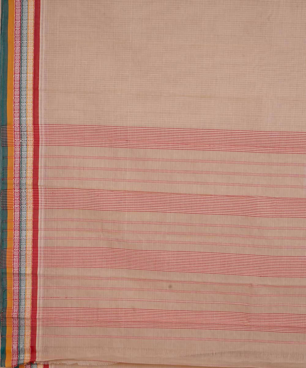 Cream handwoven cotton narayanpet saree