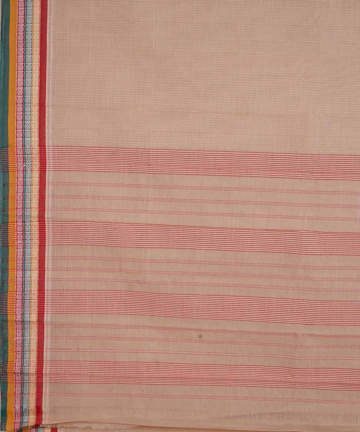 Cream handwoven cotton narayanpet saree