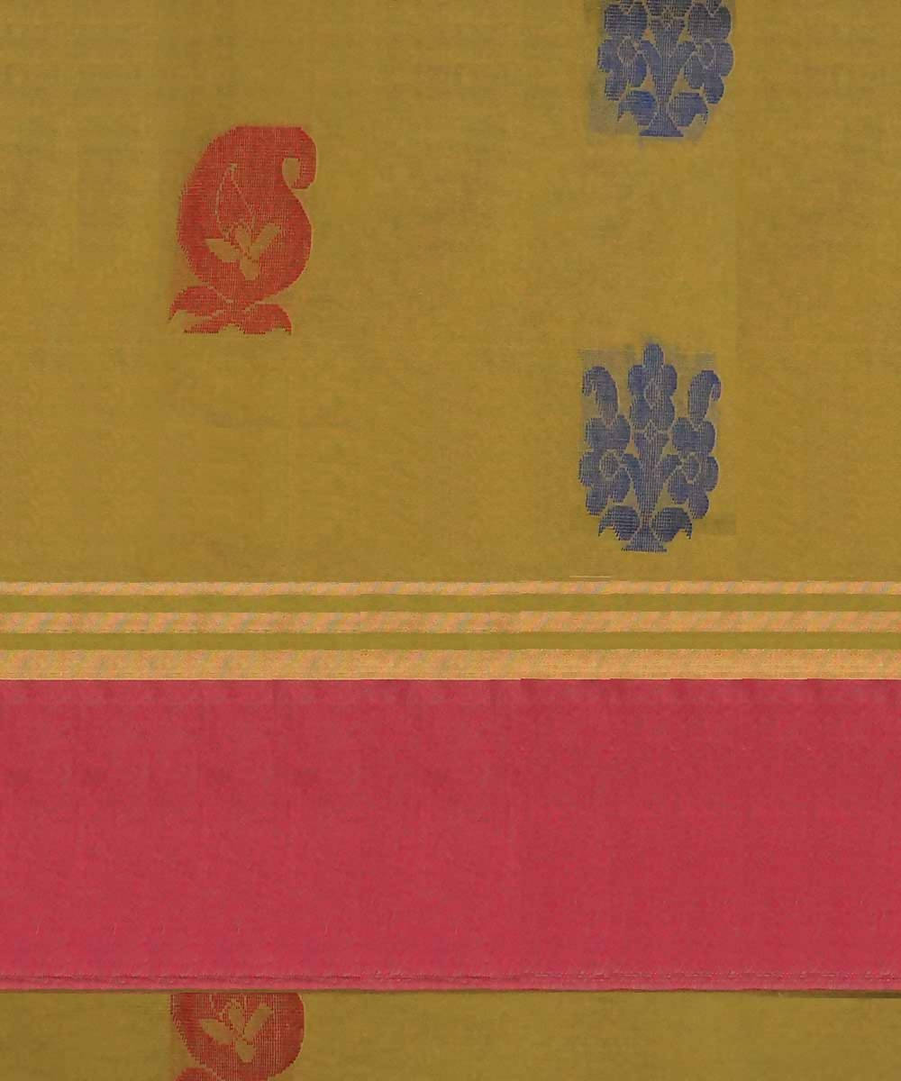 Mustard handwoven salem cotton saree