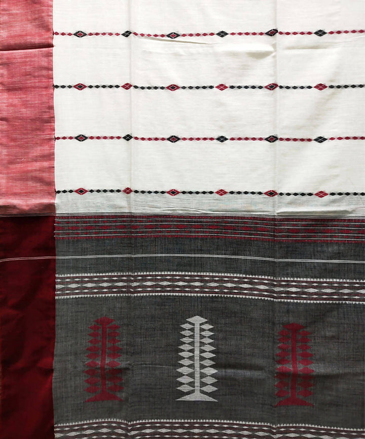White handwoven cotton saree