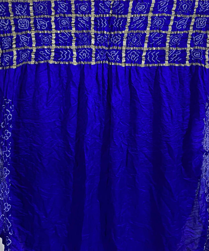 Indigo hand printed bandhani gajji silk saree