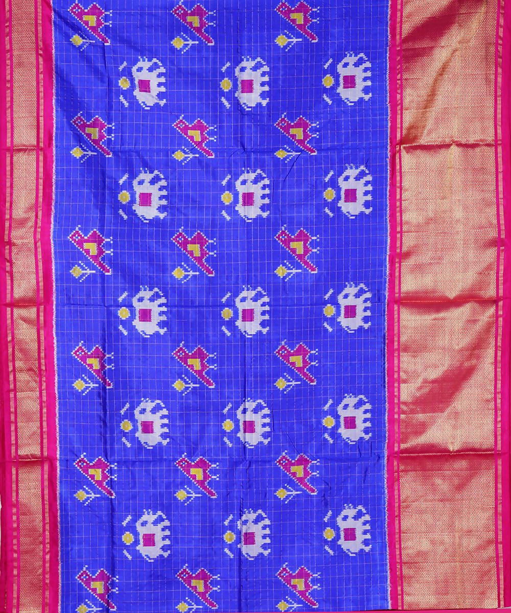 Royal blue handloom silk pochampally saree