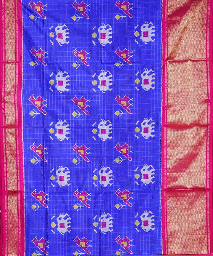 Royal blue handloom silk pochampally saree
