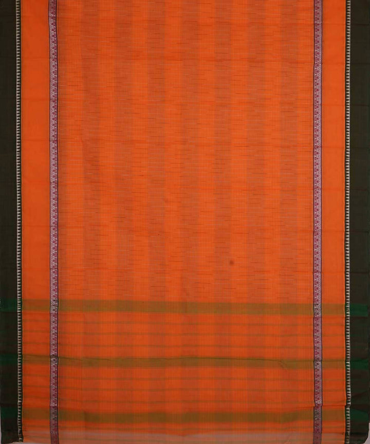 Bright orange handwoven cotton narayanpet saree
