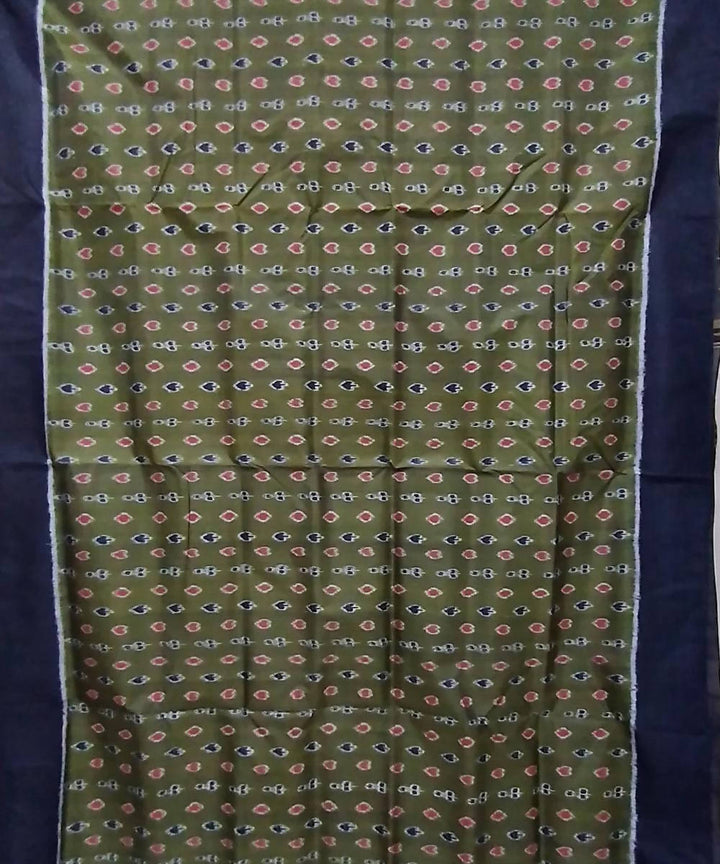 Mehendi green blue handwoven silk khandua saree