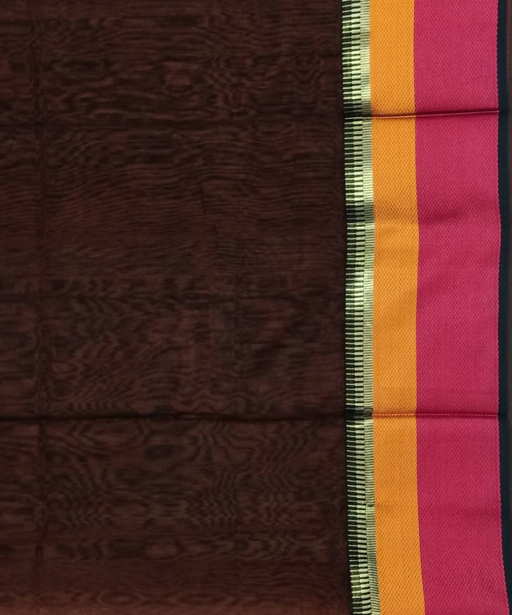 Maheshwari Rust Orange Handloom Cotton Silk Saree