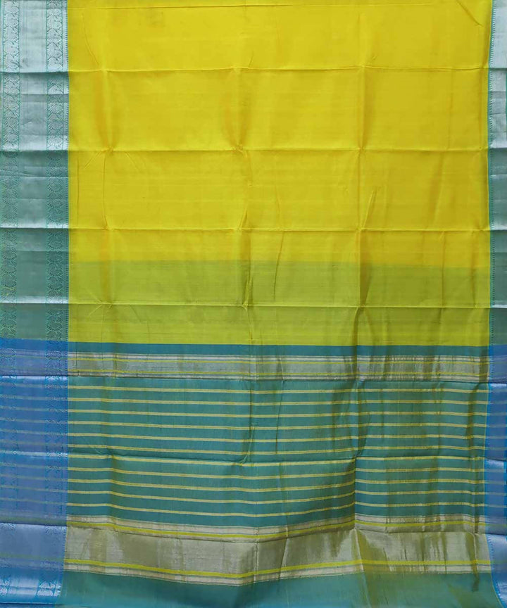 Canary yellow handloom cotton silk mangalagiri saree