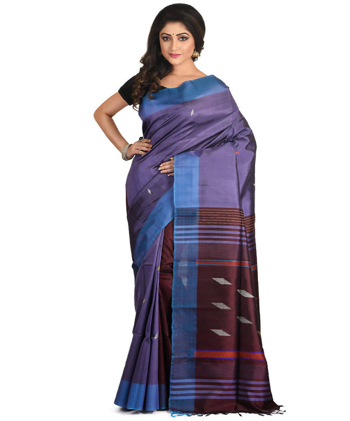 Resham shilpi lavender bengal silk saree with handwoven design