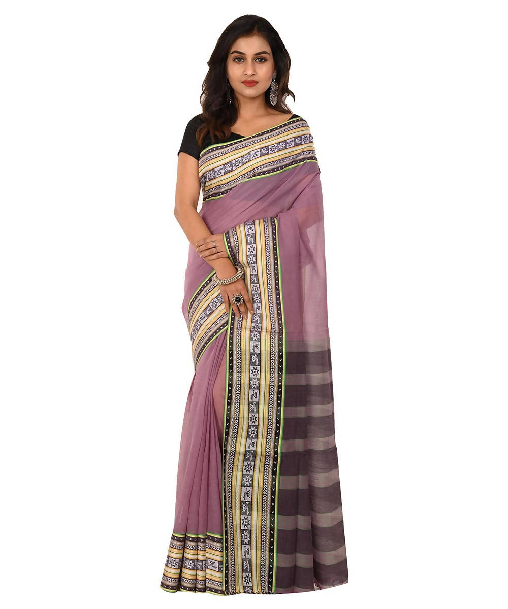 Purple bengal shantipuri cotton saree