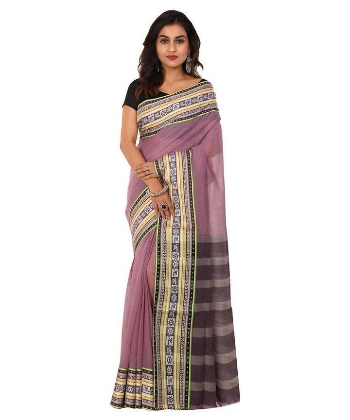 Purple bengal shantipuri cotton saree