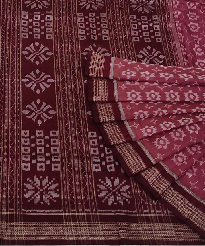 Mauve maroon cotton handwoven sambalpuri saree