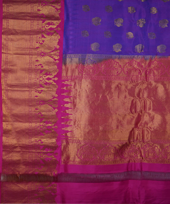 Purple handwoven silk gadwal saree
