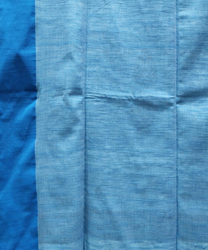 Beige and blue handwoven cotton saree