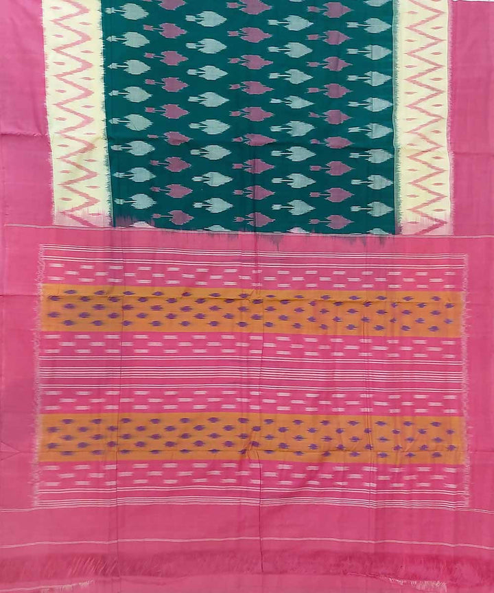 Forest green handloom cotton ikat pochampally saree
