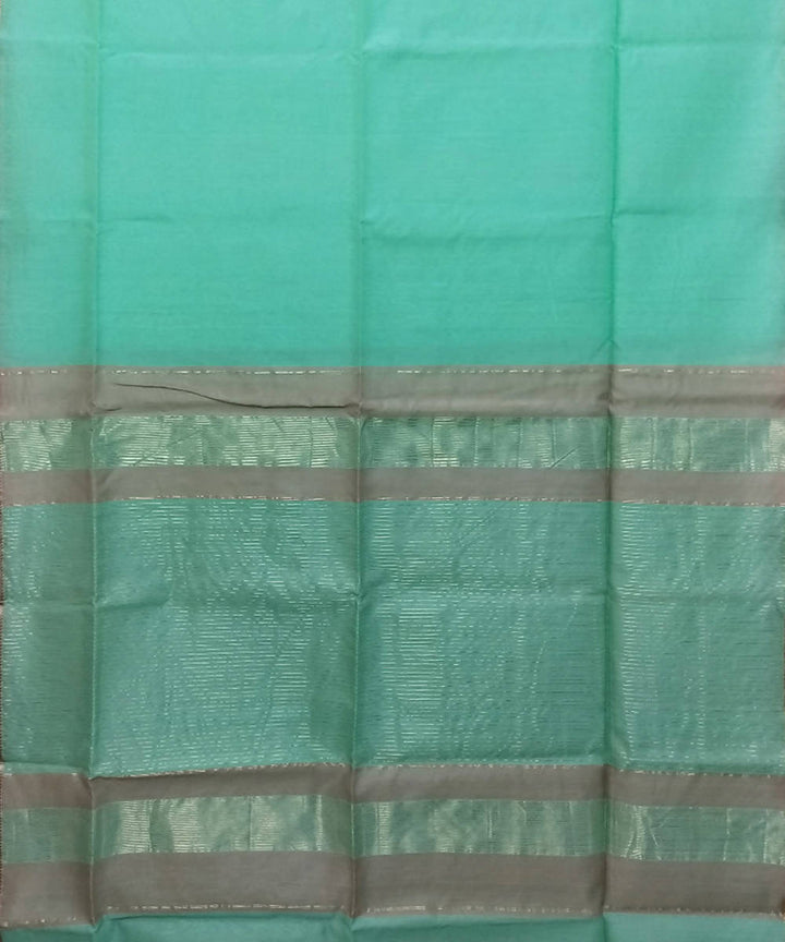 Turquoise blue handwoven cotton silk maheshwari saree
