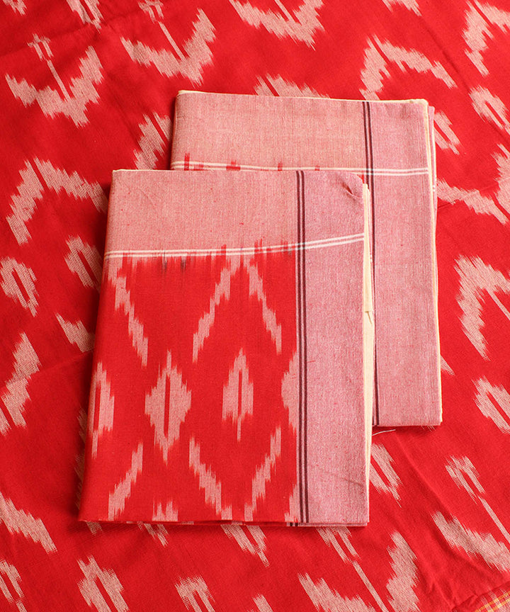 Red cotton handloom pochampally ikat bedsheet