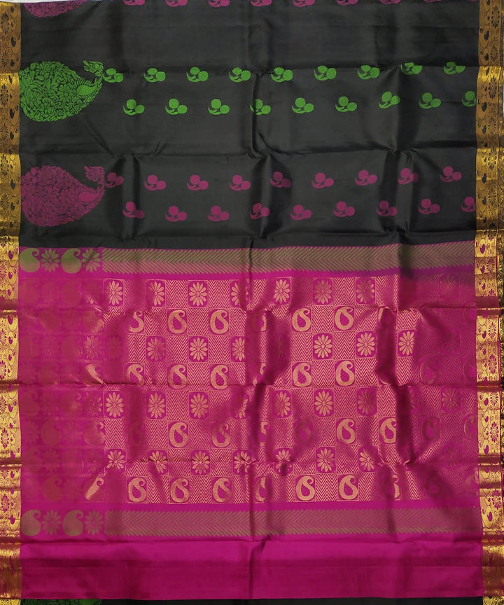 Black handloom soft silk saree