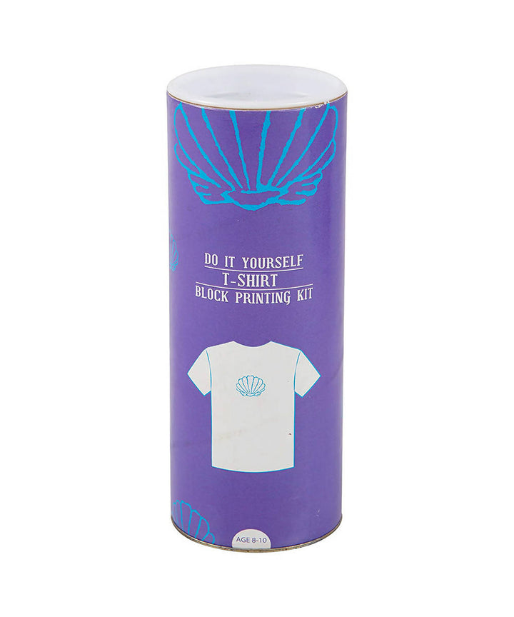 Handmade Wooden Block with Violet Shell Print DIY T-Shirt Craft Kit