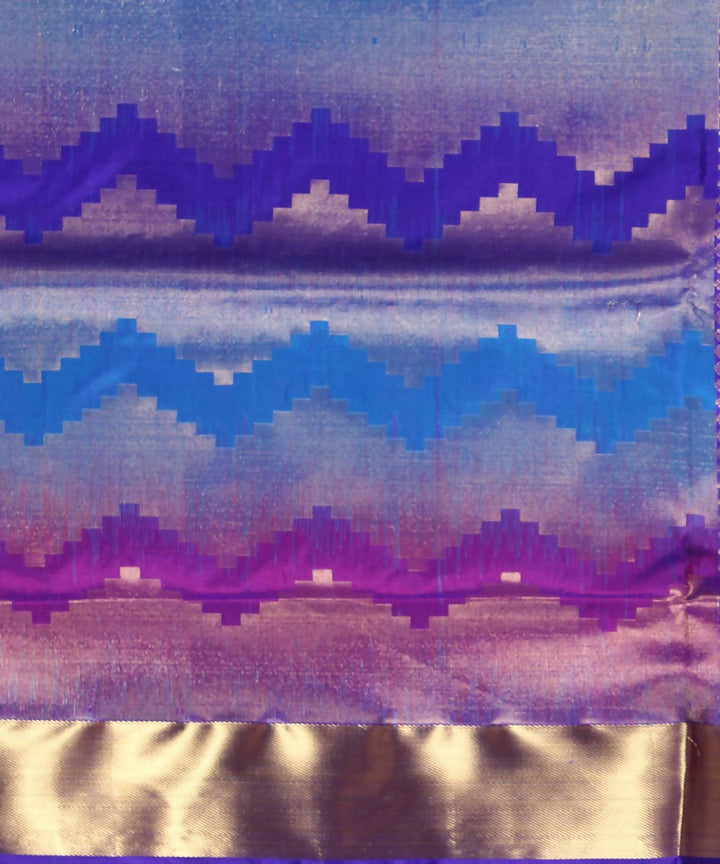 double shaded turquoise blue handloom karnataka silk saree