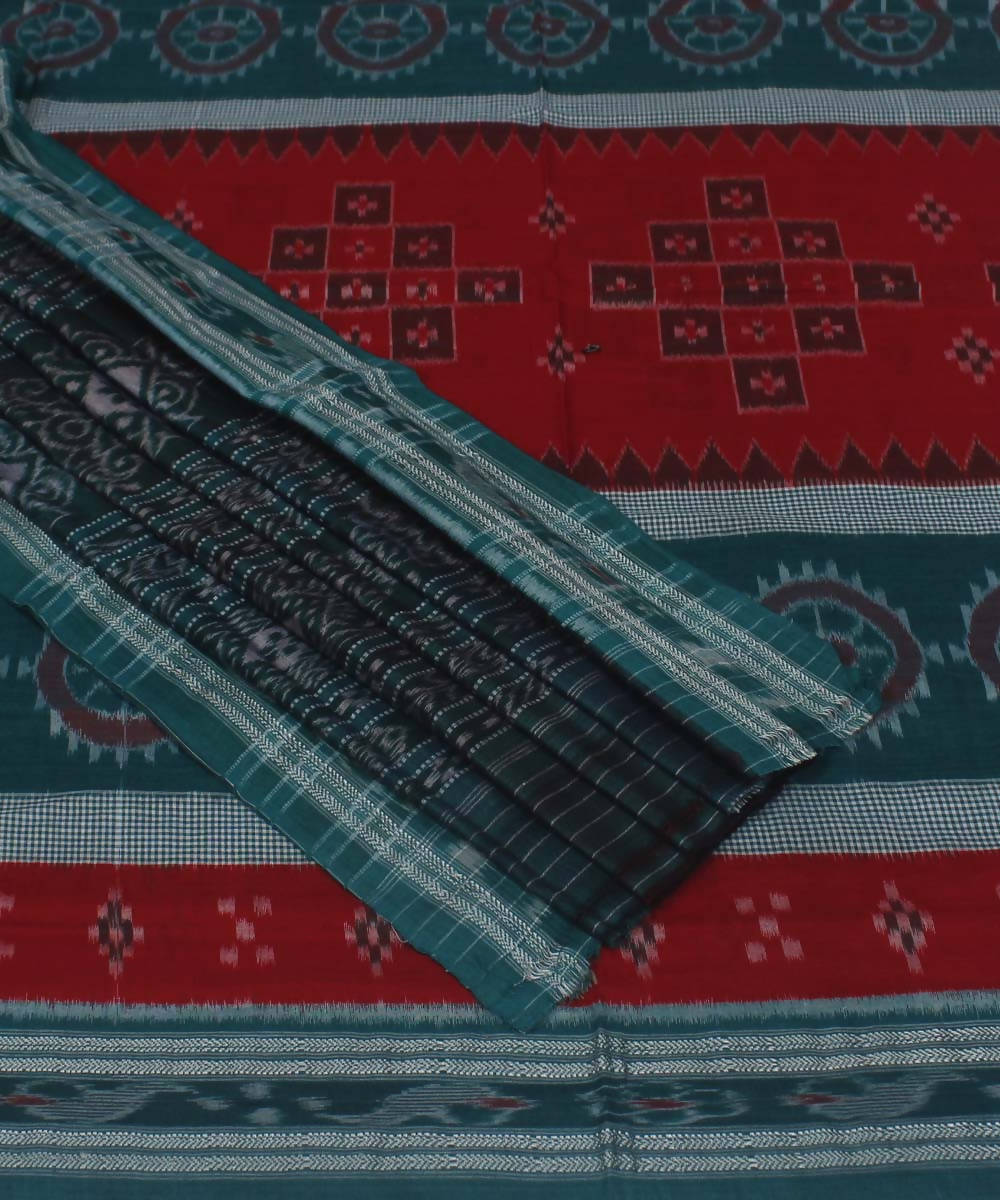 Green Maroon Nuapatna Cotton Saree