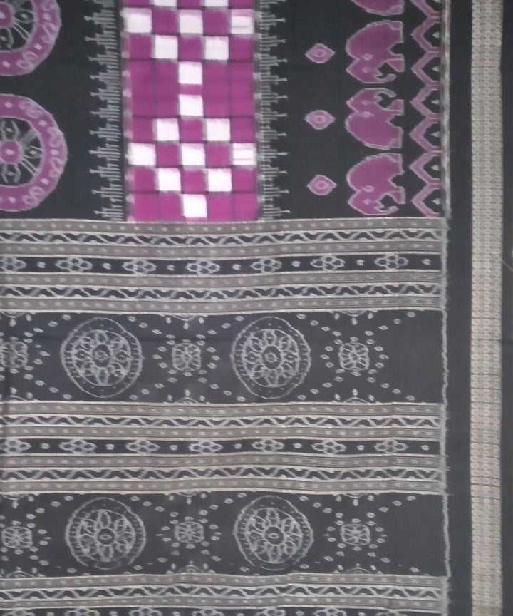Black byzantium handloom cotton sambalpuri saree