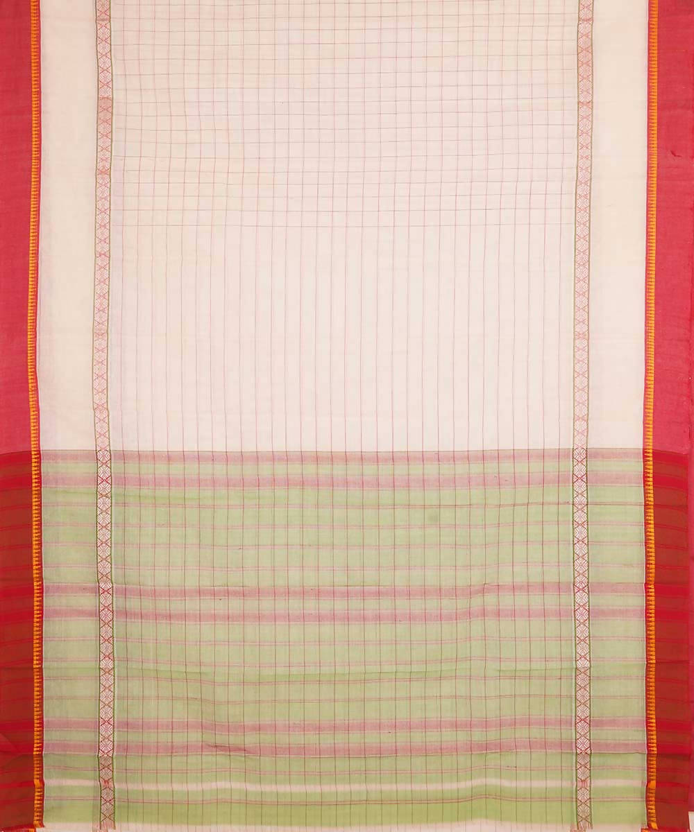 White handwoven cotton narayanpet saree