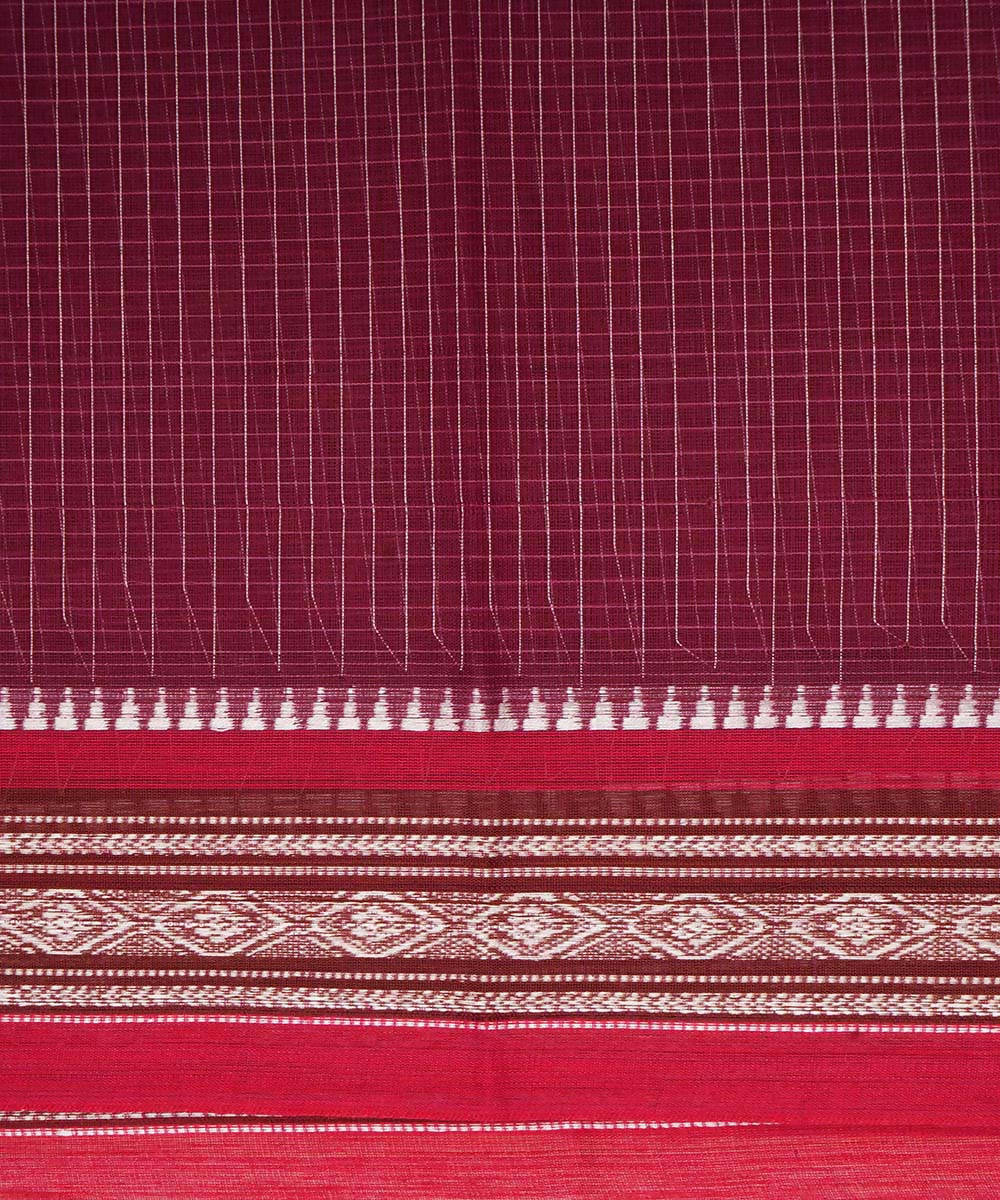 Crimson red handwoven cotton narayanpet saree