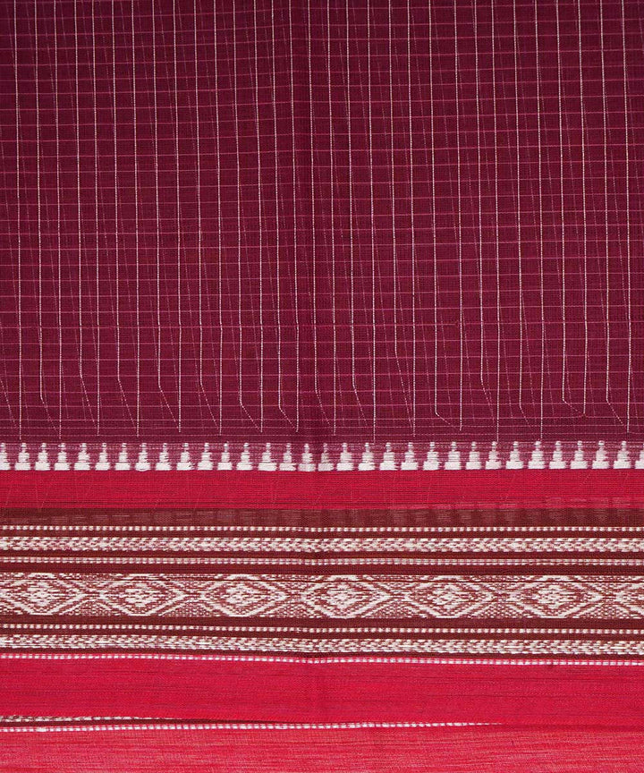 Crimson red handwoven cotton narayanpet saree
