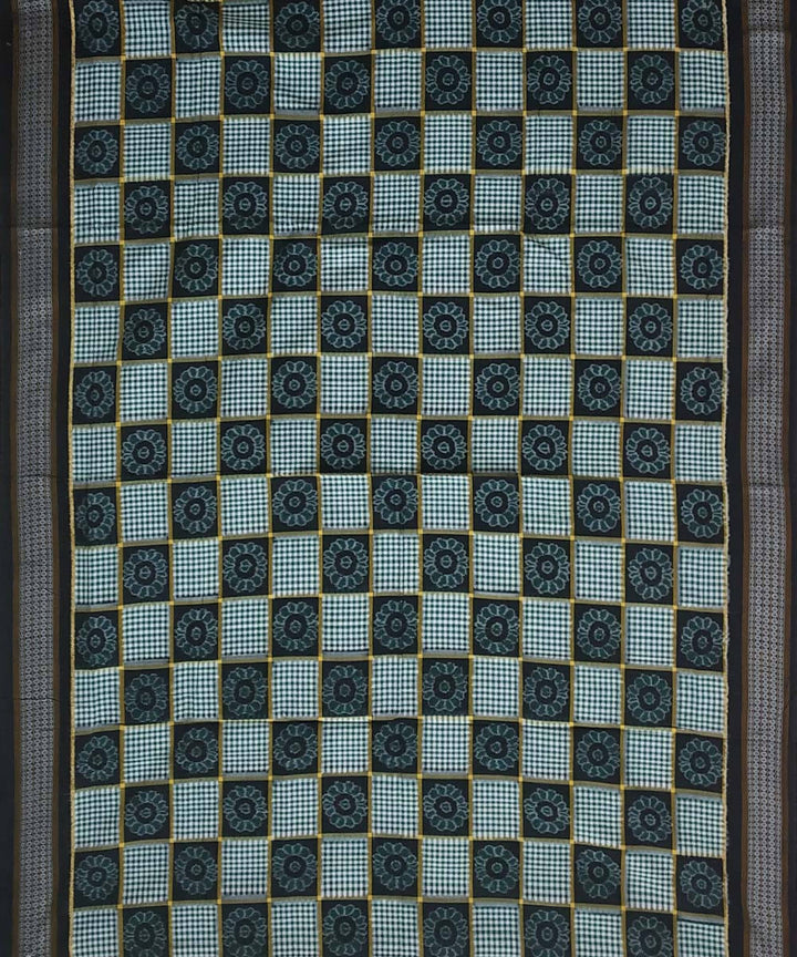 Multicolour checkered handwoven cotton ikat sambalpuri saree