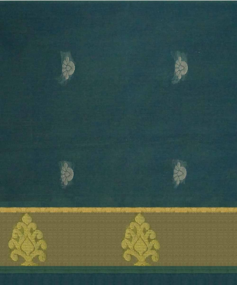 Dark jungle green handwoven salem cotton saree