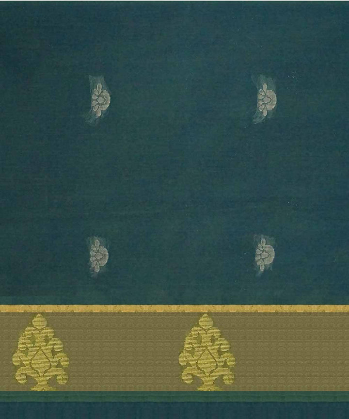 Dark jungle green handwoven salem cotton saree